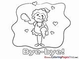 Coloring Bye Good Sheets Girl Sheet Title Cards sketch template