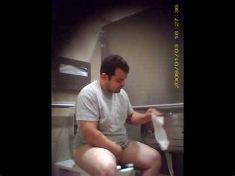 fat guy public toilet spy
