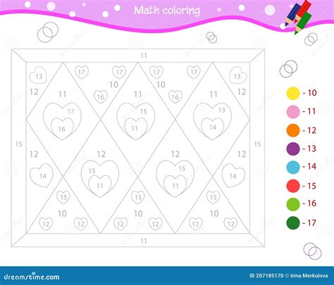 number coloring  kids color  hearts stock vector illustration