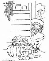 Coloring Pages Thanksgiving Girl Little Kids Girls Vegetables Baskets Thanks Give Colouring Fun Printable Popular Gif Library Coloringhome Comments sketch template