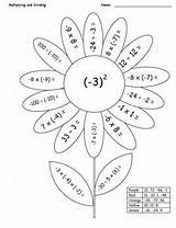 Coloring Integers Grade Math Flower Operations 7th Common Core Adding Worksheet Pages Template sketch template