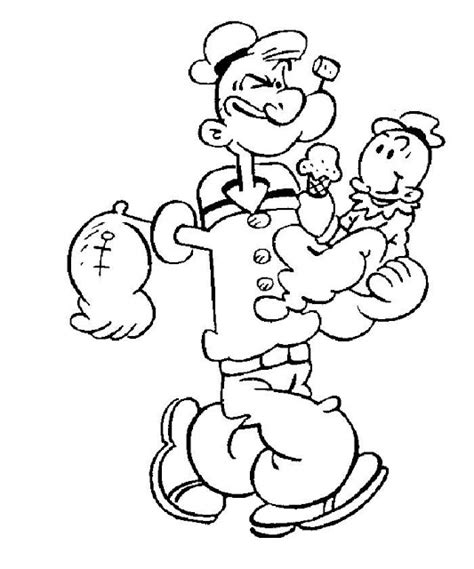 popeye cartoon characters coloring pages  print