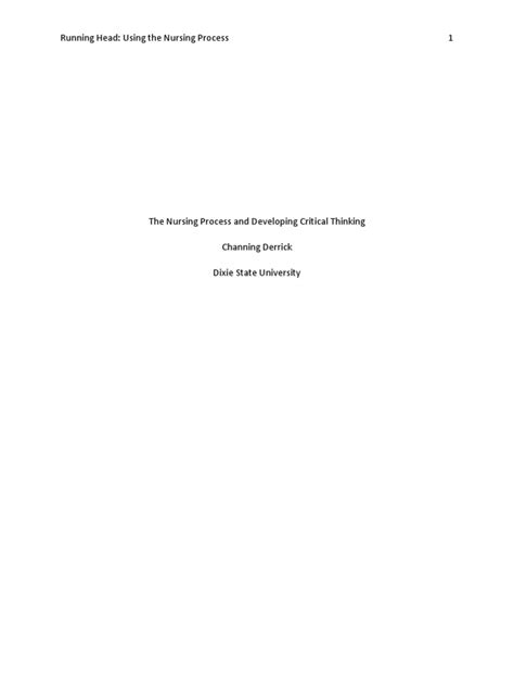 nursing process  paper critical thinking nursing