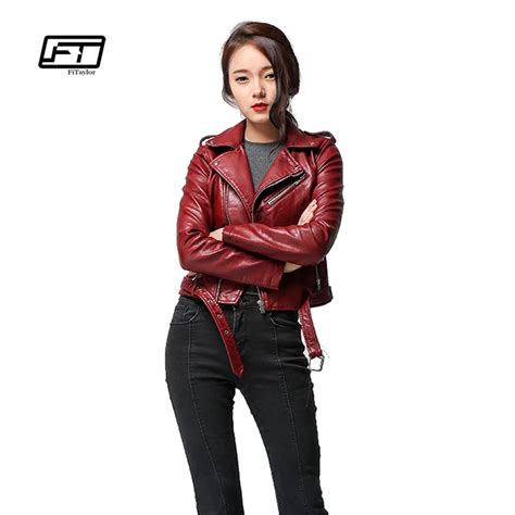 Fitaylor 2019 Spring Autumn Women Faux Soft Leather Jacket