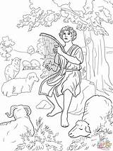 David Coloring Pages Shepherd Boy Absalom Ausmalbilder Harp Para Koenig Printable Bible Color Kids Colorir Da sketch template