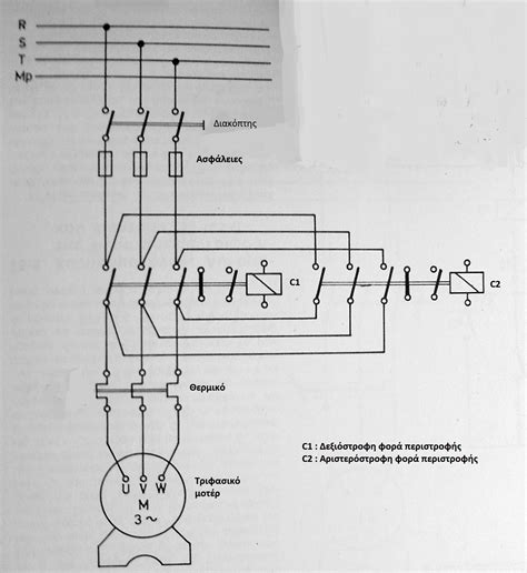 electrician wiring diagram  power circuit clockwise  counterclockwise rotation