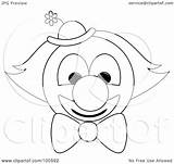 Clown Face Outline Coloring Bow Clipart Tie Hat Illustration Royalty Rf Pams Regarding Notes sketch template