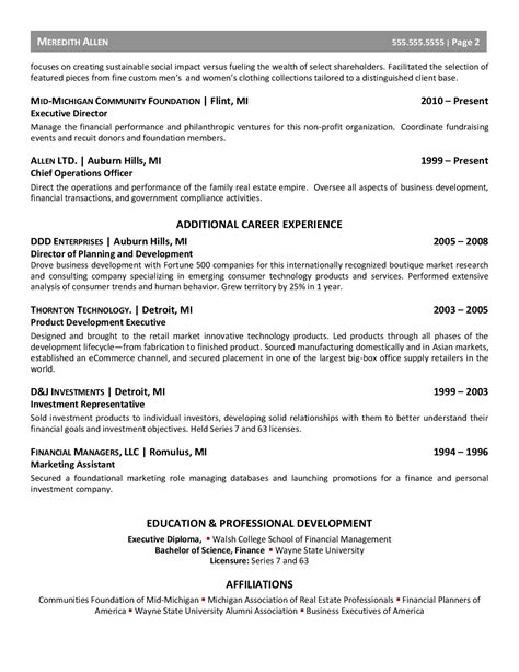samples executive resume services