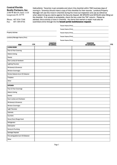 fillable move  move  checklist printable
