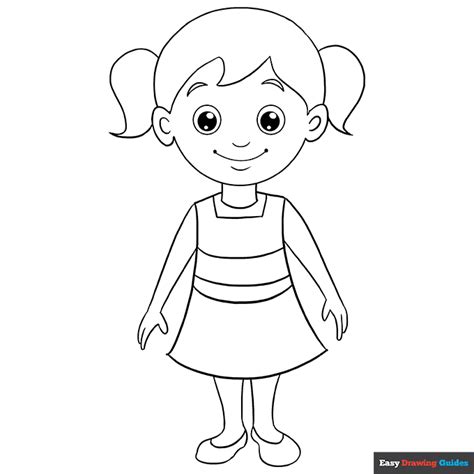 cartoon girl coloring page easy drawing guides