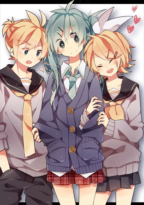 Hatsune Miku Kagamine Rin And Kagamine Len Vocaloid Drawn By Fenghu