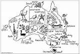 Australia Map Colouring Coloring Kids Color Geography Melbourne Animals Au Activityvillage School sketch template