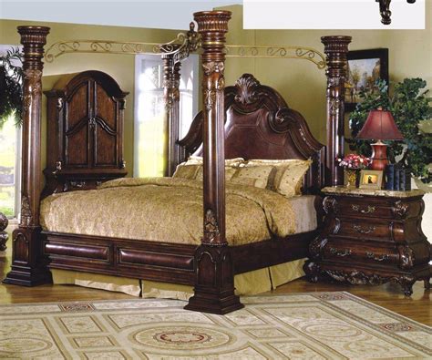 buy mcferran monaco king canopy bedroom set  pcs  cherry leather
