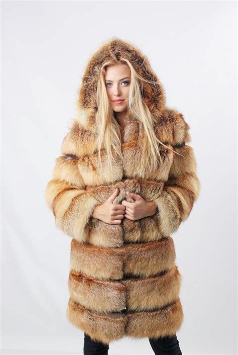 hooded fox fur coat womens winter jacket oversized coats etsy in 2021