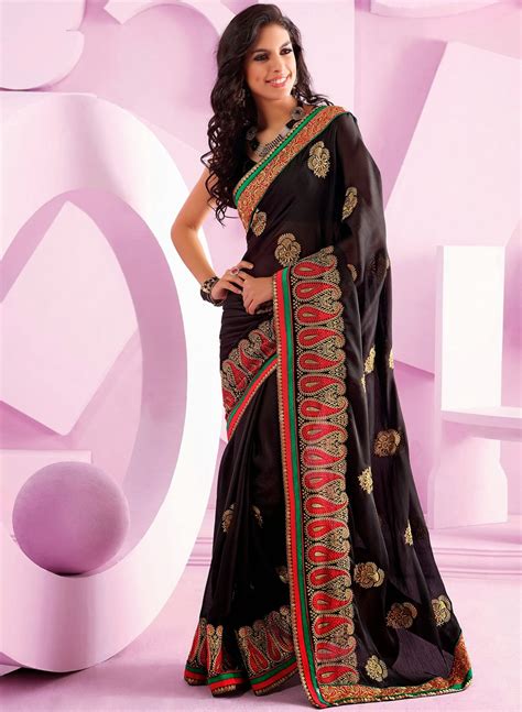 black chiffon saree latest saree