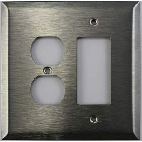 sized jumbo satin stainless steel  gang combo wall plate  duplex outlet  gfcioutlet