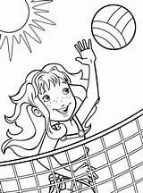 Volleyball Voleibol Jugando Hobbie Pallavolo Fille Soleil Joue Ausmalen Colorier Cartoni sketch template