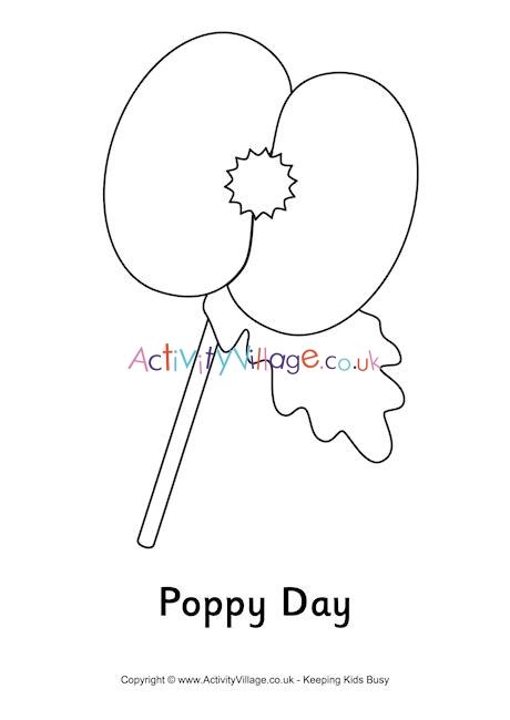 poppy day colouring page