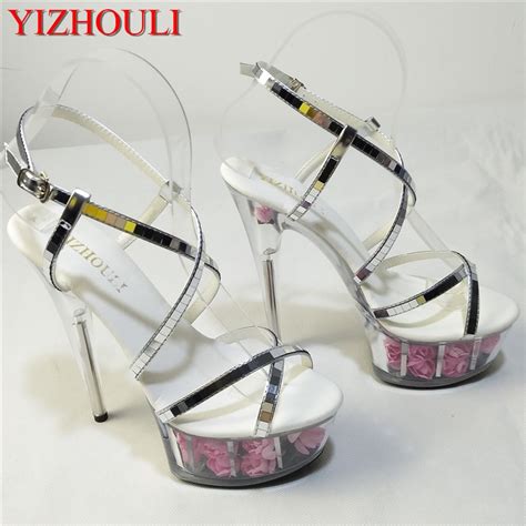 sexy rose crystal bride wedding shoes 15cm high heeled shoes female