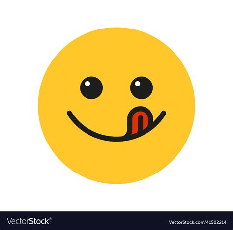 Yummy Smile Emoji With Tongue Lick Mouth Vector Image