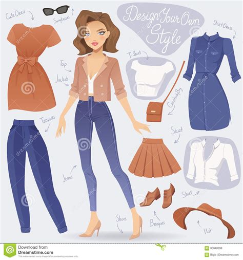 cartoon dress  fashion girl character stock vector illustration