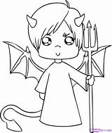 Devil Coloring Drawing Cartoon Boy Pages Halloween Angel Draw Easy Step Clipart Kids Drawings Cute Printable Quality High Fish Devils sketch template
