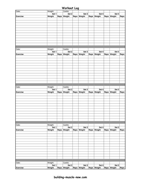 printable workout log workout template personalized workout