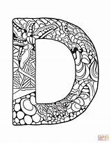 Letter Coloring Zentangle Pages Alphabet Printable Mandala Abc Letters Kids Adult Mandalas Supercoloring Template Pattern Stress Animal Adults Printables Templates sketch template