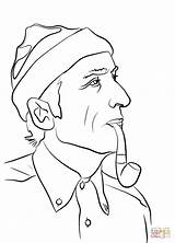 Cousteau Jacques Coloring Pages Famous People Drawing Printable Search Celebrity sketch template