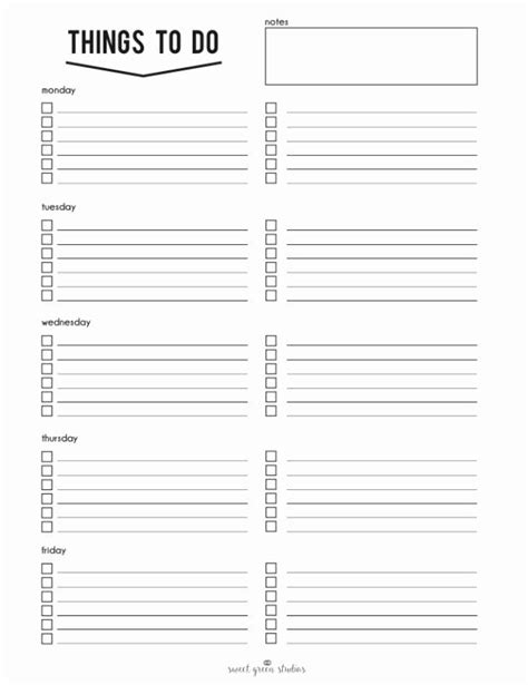 check  list template unique  printable weekly checklist