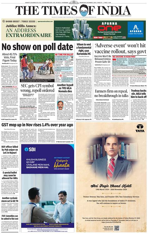 times  india hyderabad newspaper   digital subscription