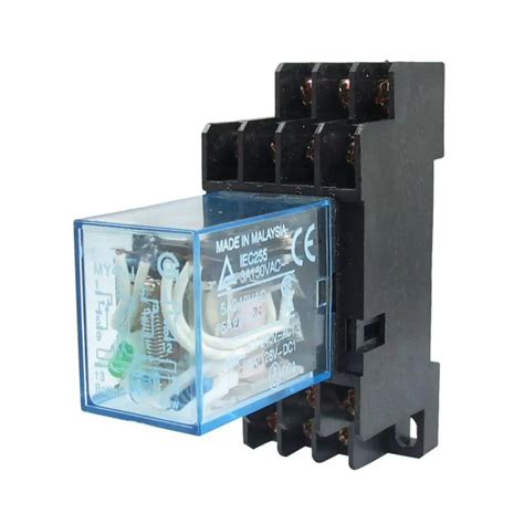 imc hot mynj dc  coil power relay din rail mounted  pin pdt  socket  relays  home