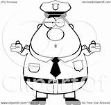Chubby Careless Shrugging Police Man Clipart Cartoon Thoman Cory Outlined Coloring Vector 2021 sketch template