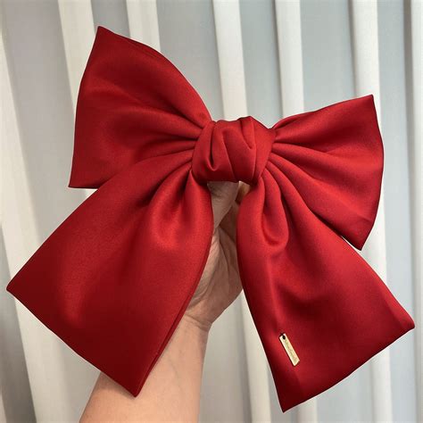 red satin oversize big adult hair bow for women romantic etsy