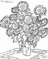 Van Gogh Sunflowers Coloring Sunflower Getdrawings sketch template