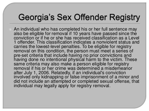Conditions For Seeking Removal From Georgias Sex Offender Registry