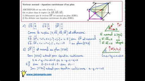 vecteur normal à un plan équation cartésienne de plan terminale s facile et important youtube