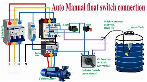 float switch connection  contactor   phase motor float switch installation connection