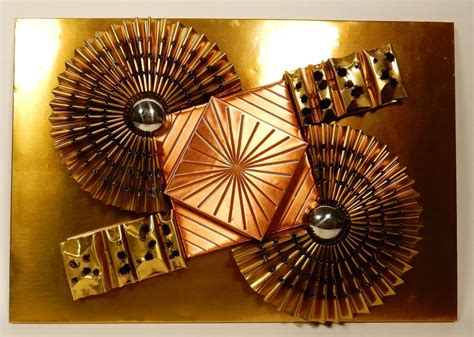 metal wall art copper brass modernist abstract mid century