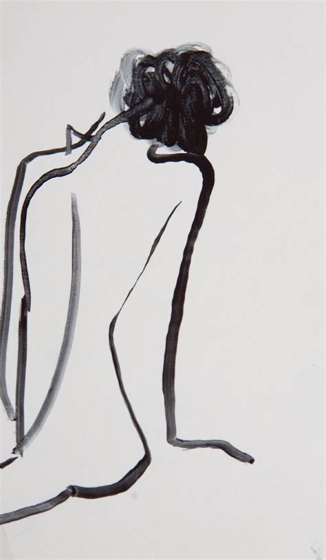 The Woman Touches The Neck Minimalism Small Sketch Drawing By Natali