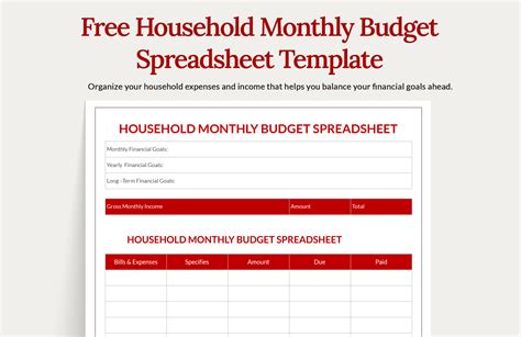 monthly household budget template google sheets  printable worksheet