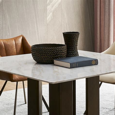 luxury modern  square faux marble metal pedestal kitchen dining