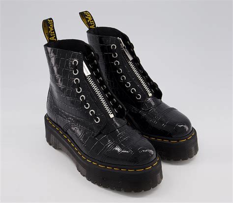dr martens sinclair zip boots black croc emboss ankle boots