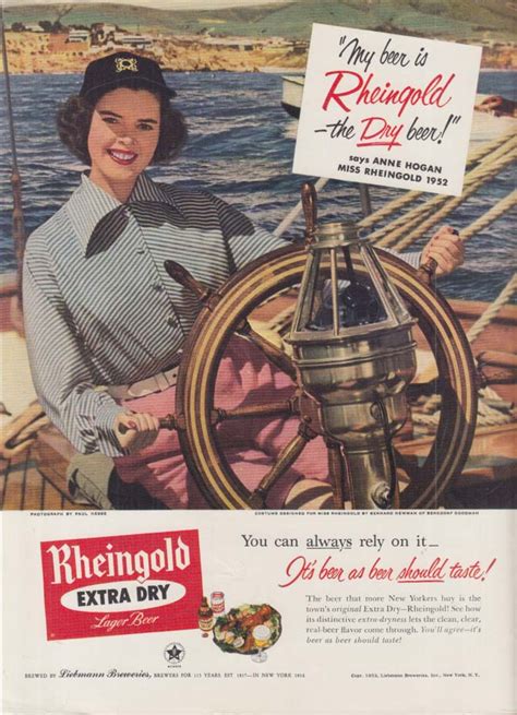 beer in ads 4213 miss rheingold 1952 goes sailing brookston beer