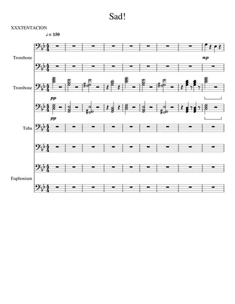 Xxxtentacion Sad Sheet Music For Trombone Tuba