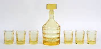 james miles uranium cut glass modernist drinks set £380