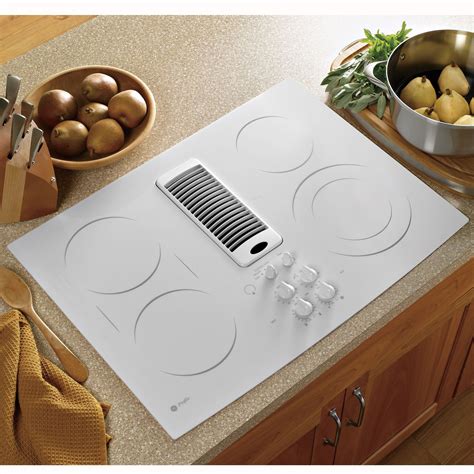 ge profile series pptnww  electric downdraft cooktop white