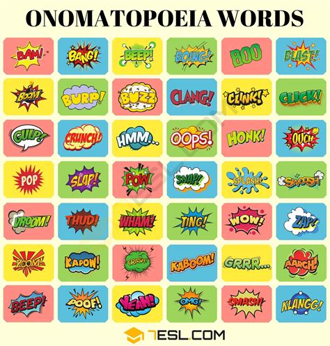 onomatopoeia words onomatopoeia poems onomatopoeia activities english