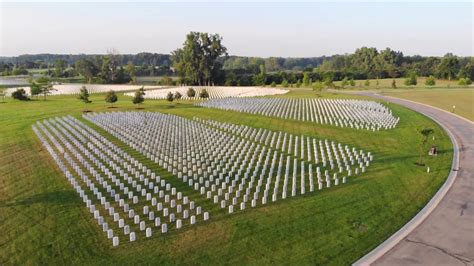 great lakes national cemetery avenue  flags holly michigan july   youtube