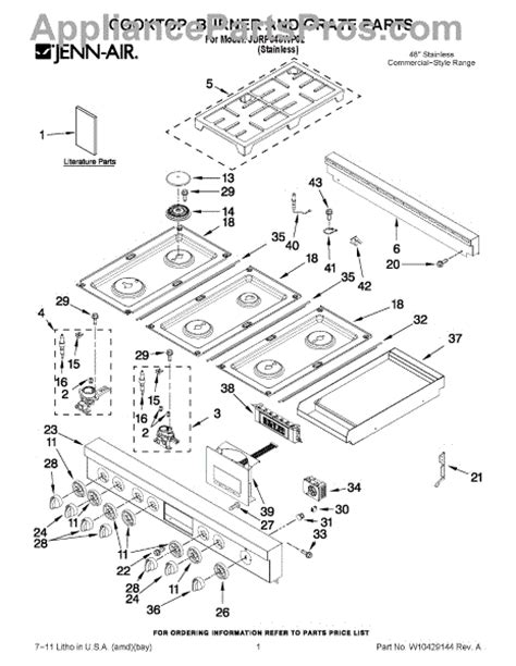 parts  jenn air jdrpwp cooktop burner  grate parts appliancepartsproscom